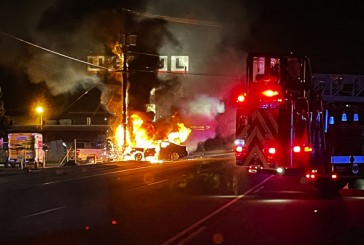 Vehicle collision in Hazel Dell starts power pole on fire
