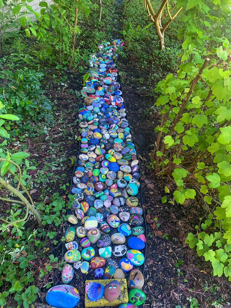 Union Ridge Elementary School has a similar rock “river’’ to recognize students graduating from fourth grade. Photo courtesy of Ridgefield School District