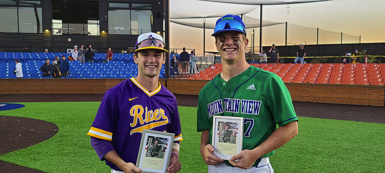 Nick Alder of Columbia River and Riley McCarthy of Mountain View were named the MVPs of the Clark County Senior All-Star Games on Wednesday. They received a scholarship in honor of Cpl. Jeremiah Jewel Johnson, a former Prairie baseball player who died in the service of the country in 2007.