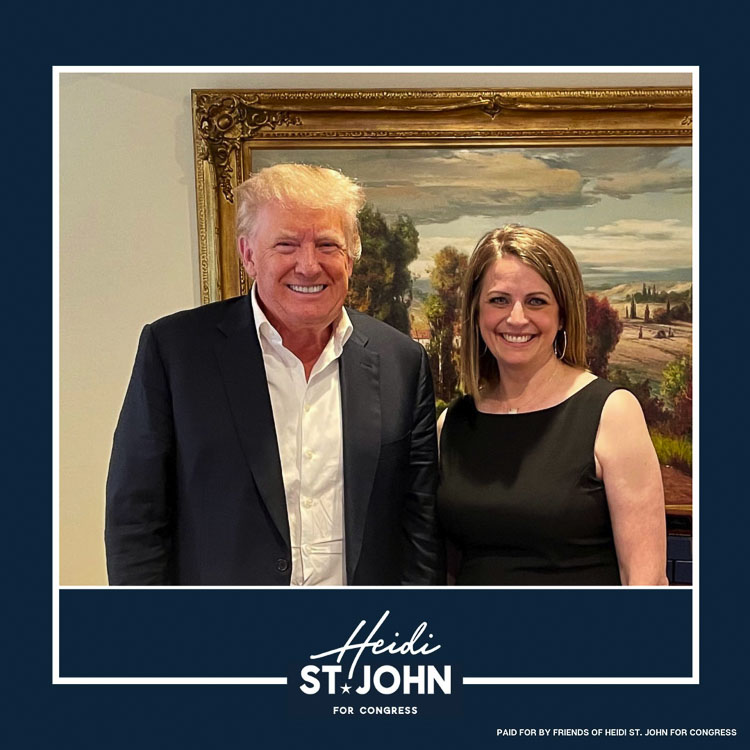 Clark County resident and Third Congressional District candidate Heidi St. John is shown here with former President Donald Trump. Photo courtesy of the Heidi St. John for Congress Campaign