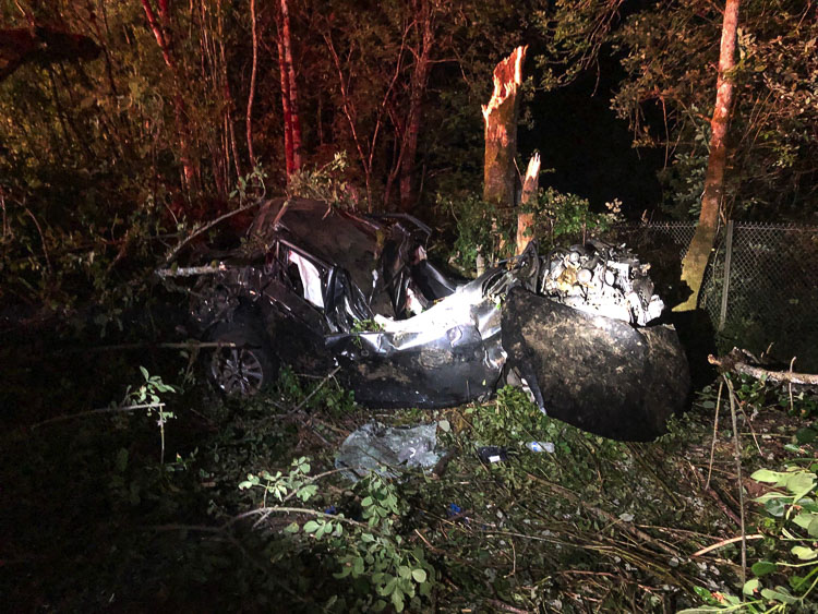 On Friday at 9:46 p.m., Vancouver Fire Department personnel were dispatched to a rollover accident on northbound I-205, south of the Padden Parkway exit. Photo courtesy of Vancouver Fire Department