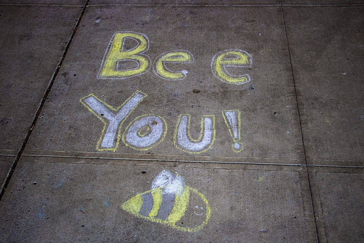 Sidewalk chalk messages encourage Prairie High School students and staff during Inspire Week. Photo courtesy of Battle Ground Public Schools