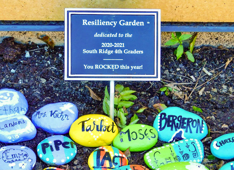 South Ridge Elementary School fourth graders painted rocks for a Resiliency Garden that recognized the many challenges they overcame this year. Photo courtesy of Ridgefield School District