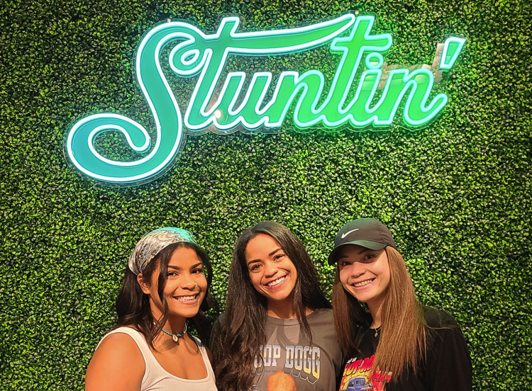 Sisters Mik, Miah, and Maddie Anthony, along with their parents Kim and Charles, have opened Stuntin’ Selfie Studio in the Vancouver Mall. Photo by Paul Valencia