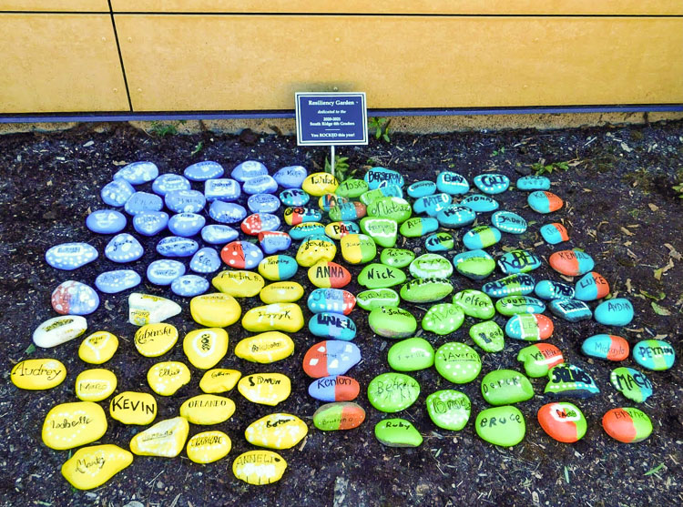 The Resiliency Garden is filled with hand-painted rocks by all of the students who are graduating from the fourth grade. Photo courtesy of Ridgefield School District