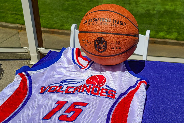 The franchise displayed a Vancouver Volcanoes jersey along with an official ball of The Basketball League. Photo by Paul Valencia
