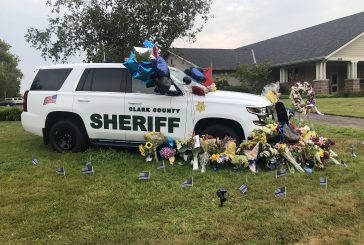 Fallen Clark County Sheriff Sergeant Jeremy Brown’s vehicle sits in remembrance