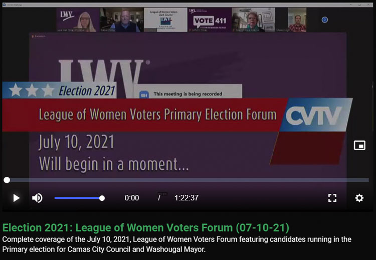 The League of Women Voters and CVTV broadcast candidate forums as an opportunity for voters to see and hear from candidates running for public office. In the primary, only races where three or more candidates are competing appear on the Aug. 3 ballot. Graphic CVTV