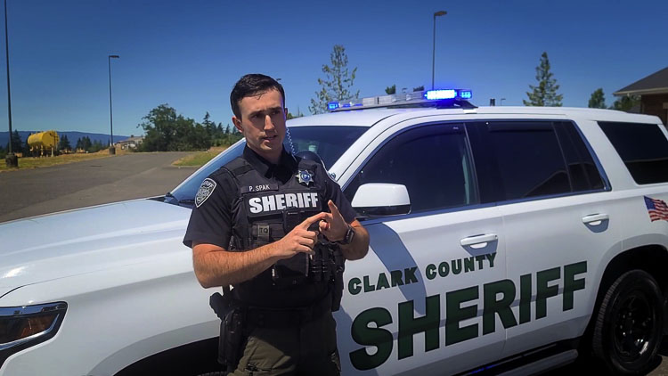 Patrick Spak, a deputy with the Clark County Sheriff's Office, is a traffic detective. He is working to educate the public on safety issues concerning motorcycle riders. Photo by Paul Valencia