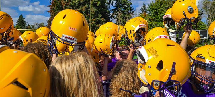 Columbia River still proudly displays purple and gold on its uniforms. This is the first football season, though, with the school’s new nickname. These are the Columbia River Rapids. Photo by Paul Valencia