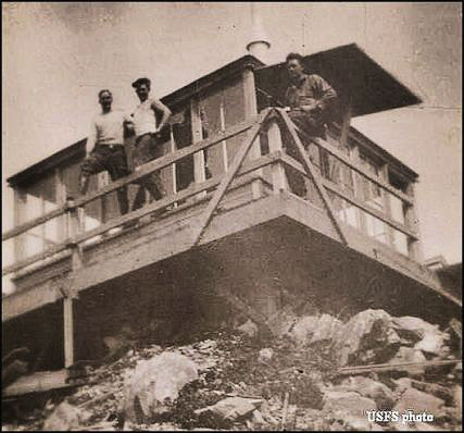 The Silver Star Lookout is shown here in this USFS photo from 1934. Photo courtesy of North Clark Historical Museum