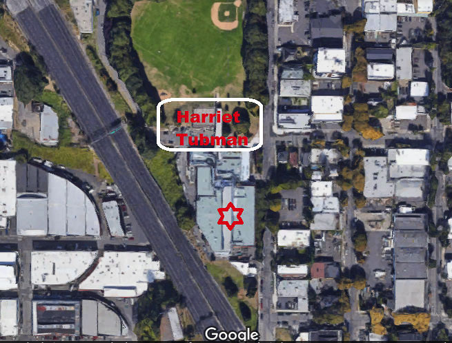 The Harriet Tubman Middle School will be moved as part of the agreement recently reached for the I-5 Rose Quarter project. One cost estimate is $84 million to relocate the school. Who will pay has not been decided. Graphic courtesy of Google maps