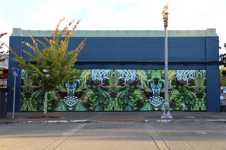 A new mural has been installed next door to the Columbia Food Park where Slow Fox Chili Parlor is located. The mural activates a building that has been boarded up for several decades. Photo courtesy of Vancouver Downtown Association