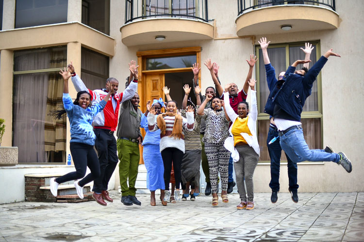 Staff members rejoice at the opening of the All God’s Children International and Tim Tebow Foundation House of Hope in Ethiopia. Photo courtesy AGCI