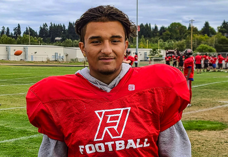 Evan Mendez says he loves representing Fort Vancouver football and is proud to be part of a fresh start for the program. Photo by Paul Valencia