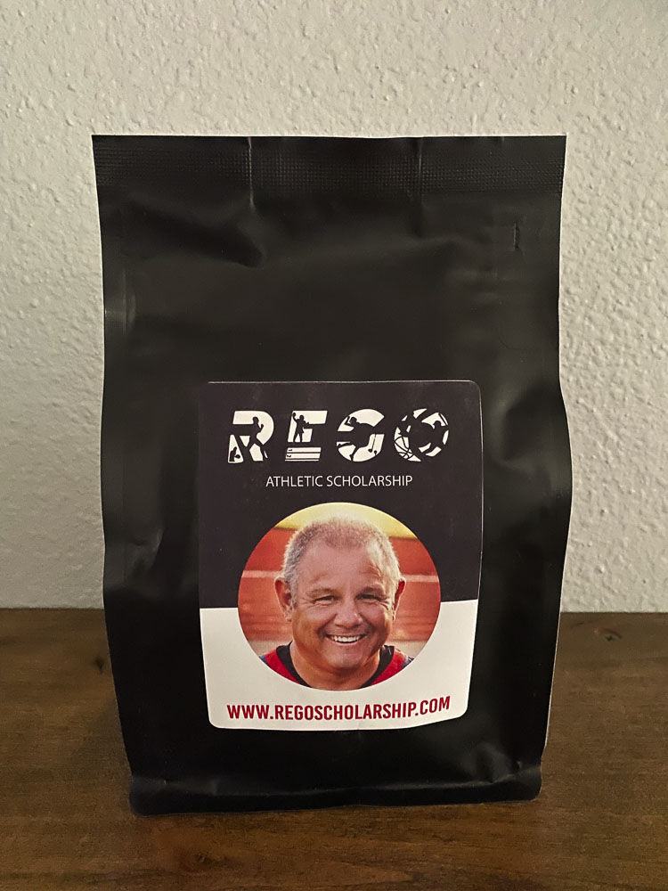 Mark Rego Coffee, in a partnership with local roaster Hidden River, is also available to purchase at the scholarship’s facebook page. Photo courtesy The Rego Athletic Scholarship Fund.