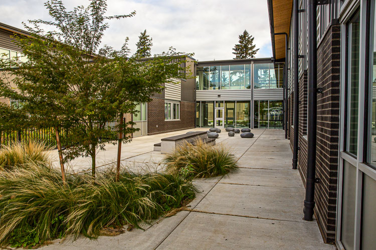 The complete rebuilds of Marshall Elementary and McLoughlin Middle schools include a centralized, linked building for shared services and two connected classroom wings at each school, with all buildings created to provide ample flex spaces, skybridges and courtyards linking to the standalone building wings. Photo courtesy Vancouver Public Schools
