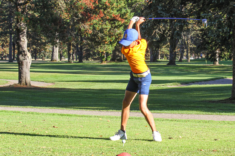 Connor Bringhurst tees off in View Ridge Middle School's first golf match. Photo courtesy Ridgefield School District