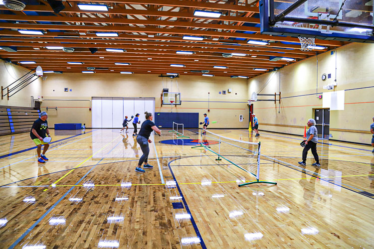 Community Education registrants try out the new indoor pickleball courts at the Ridgefield Administrative and Civic Center. Photo courtesy Ridgefield School District