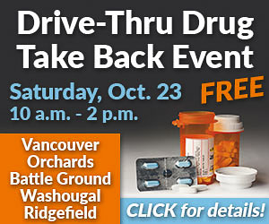 More than 781 residents in Clark, Skamania and Klickitat counties safely dropped off a total of 2,597 pounds of unused medications and 281 pounds of syringes during a multi-site drug take-back event on Saturday (Oct. 23).