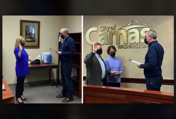 Newly elected mayor and council member take oath of office in Camas