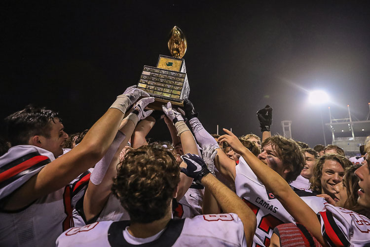 The Camas Papermakers won the program’s second state championship in 2019. Camas is one of four Clark County teams that have made it to the state playoffs this season. Photo by Mike Schultz