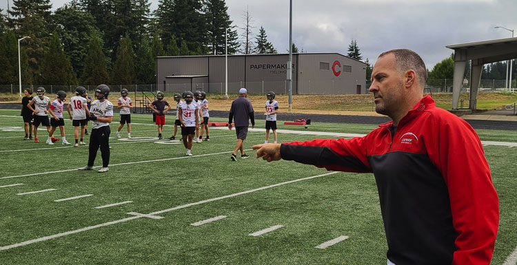 Jack Hathaway, shown here prior to the 2021 football season, was the interim head coach for Camas football. Take away the interim tag. He is the head coach moving forward. Photo by Paul Valencia
