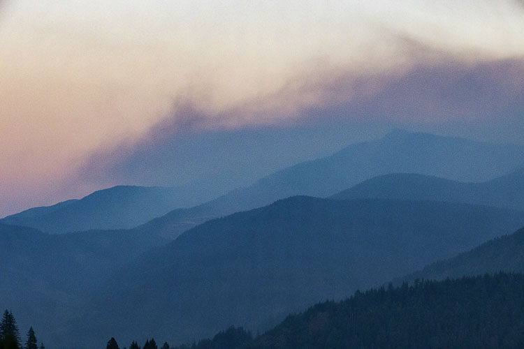 This file photo shows a smoke-filled sky from the recent Big Hollow Fire. Photo by Mike Schultz