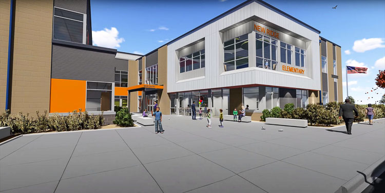 Design mockups of the proposed K-4 school that would be built if voters approve Ridgefield's school construction bond. Photo courtesy Ridgefield School District
