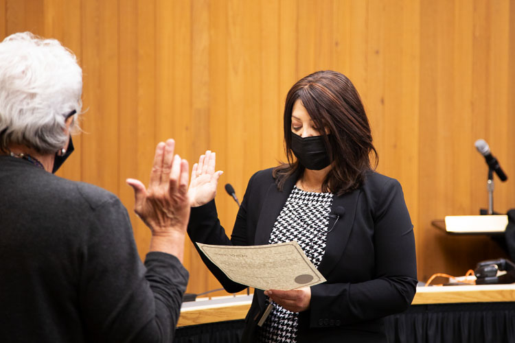 On Tuesday, Rochelle Ramos was sworn in as mayor at Washougal City Hall upon the certification of the general election. Photo courtesy city of Washougal