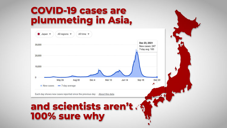 As cases of the coronavirus rise around the world due to the highly transmissible Omicron variant, Japan and many countries in Asia have been experiencing very small numbers of cases. Health experts can’t explain why Japan has such low numbers of cases especially when South Korea is experiencing a new wave of COVID-19. Graphic by Andi Schwartz