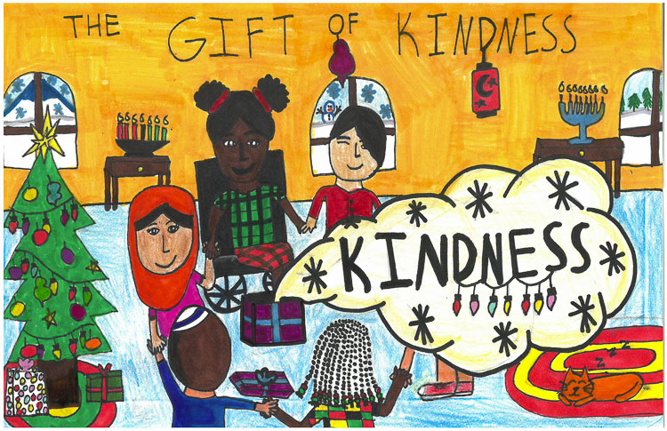 Seventh grader Jael Benedick's winning holiday card design. Photo courtesy Ridgefield School District