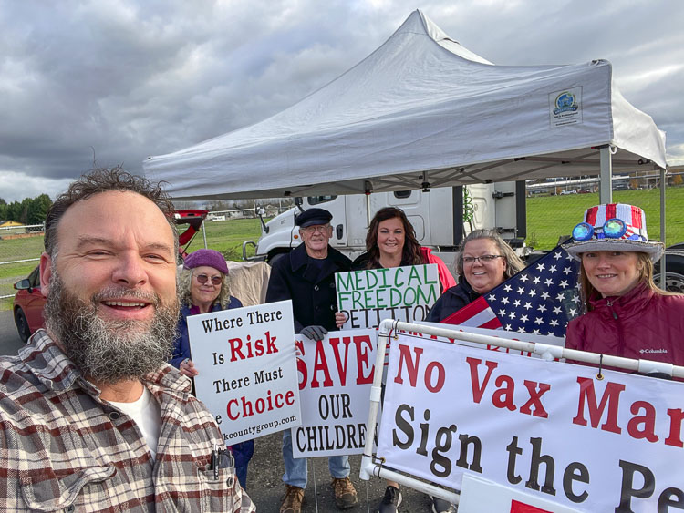 Area resident Rob Anderson (front left) began the effort last fall. He and many other citizens believed the forced vaccination mandates, as well as other mandates that aren’t equally applied, ultimately discriminate and should be challenged. Photo courtesy Rob Anderson