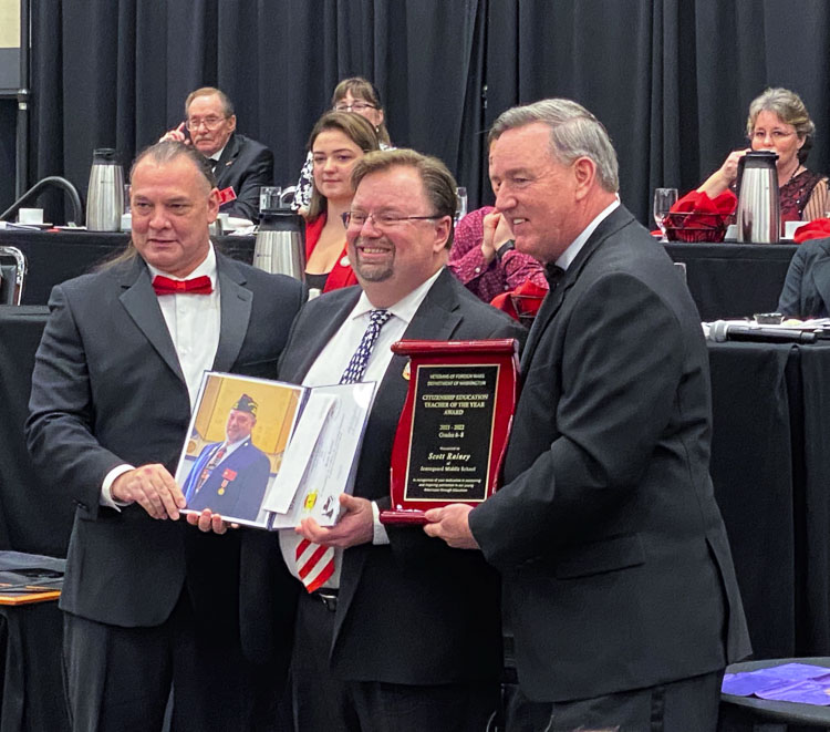 Scott Rainey and his wife, Katrina, were invited to the VFW banquet and awards ceremony in Yakima, Washington, on Jan. 15, where he would find out if he won Teacher of the Year.