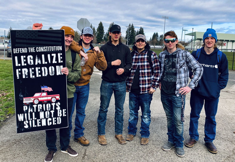 Protests against the state’s mask mandate for students have taken place all over Clark County in recent weeks. Photo courtesy Harlyn Thompson