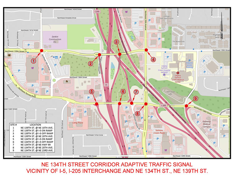 Beginning Monday (Feb. 14), City Electric Co. of La Center will begin work to install SynchroGreen adaptive modules on the Northeast Tenney Road/Northeast 134th Street/Northeast 139th Street corridor.