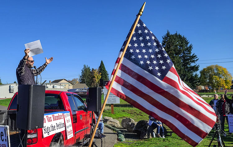 Rob Anderson, who organized a No Vax Mandate rally on Oct. 30, said he is not anti-vax, but he is pro-freedom. Photo by Paul Valencia