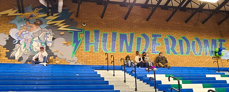 The Thunderdome, one boys basketball alum said, is where boys become men. Volleyball and girls basketball players also excelled in Mountain View’s gymnasium through the years. This is the final sports season for the 40-year-old gym. Photo by Paul Valencia