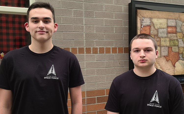 Jonah Falcon of Ridgefield High School and Jackson Taylor of Washougal High School both say they are excited to be part of something new, the U.S. Space Force. Photo by Paul Valencia