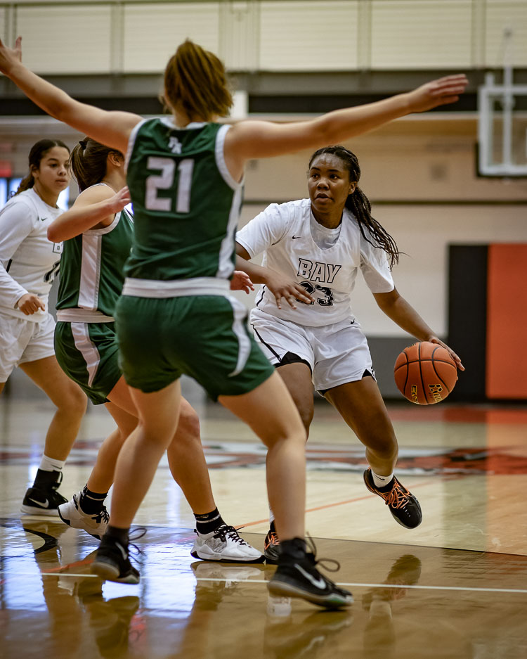 Aniyah Hampton of Hudson’s Bay is the girls basketball co-player of the year from the 2A Greater St. Helens League. She has helped her team to the Class 2A state quarterfinals. Photo courtesy Heather Tianen
