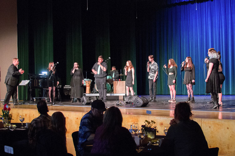 The Jazz Choir, directed by Brent LiaBraaten, opened the evening with a selection of musical numbers. Photo courtesy Woodland School District
