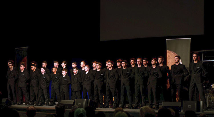 Saturday night, 29 of the 30 young men who completed the Spartan Challenge were recognized by family and friends at the Church of Truth in Vancouver. Photo courtesy Spartan Challenge