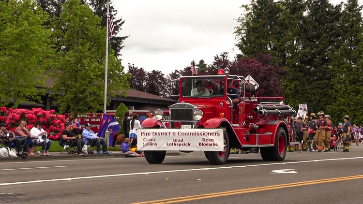After two years the biggest little parade in Hazel Dell is back. The Parade of Bands hits the streets on May 21, and fittingly this years’ theme is “We’re Back in The Saddle, Again.” Photo courtesy Clark County Fire District 6