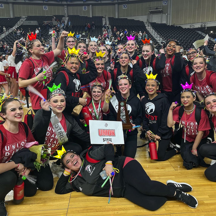 Union placed second in the Class 4A Hip Hop category at the state dance competition. This is the program’s best finish at state. Photo courtesy Union dance team