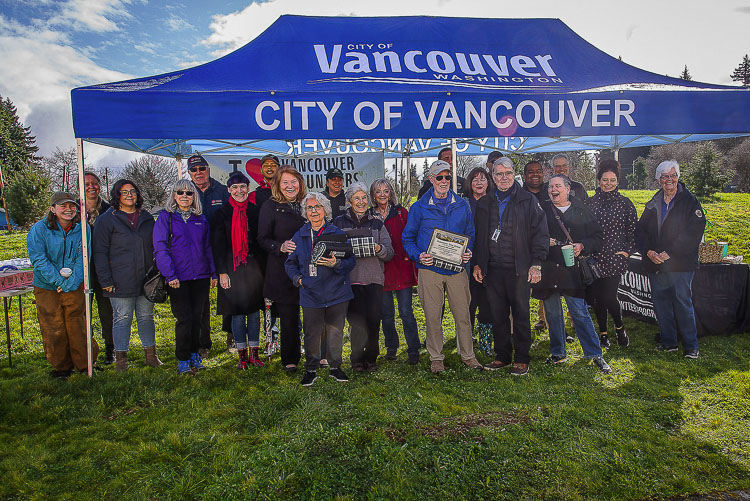 Now in its fifth year, the Volunteer Grove tree planting was accompanied by an award ceremony to celebrate the honorees in March. Photo courtesy city of VancouverNow in its fifth year, the Volunteer Grove tree planting was accompanied by an award ceremony to celebrate the honorees in March. Photo courtesy city of Vancouver