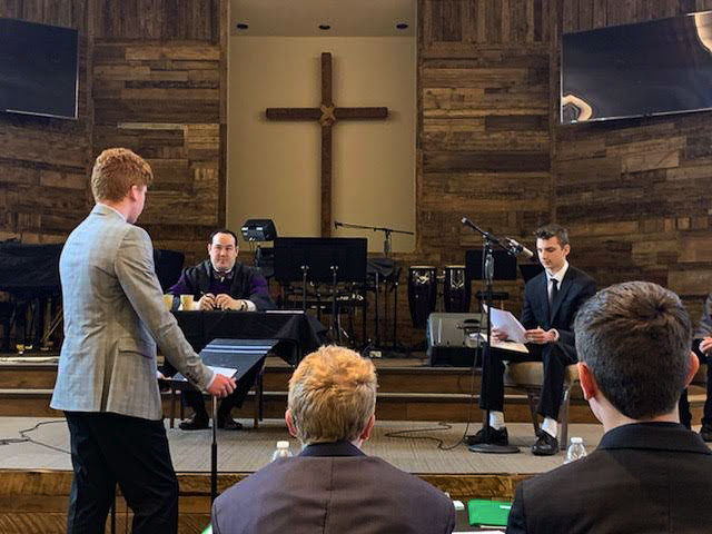 On April 30, 26 eighth grade homeschooled students from Vancouver and Battle Ground competed in a Mock Trial Competition at Battle Ground Baptist Church. Photo courtesy Jessica Wilkinson