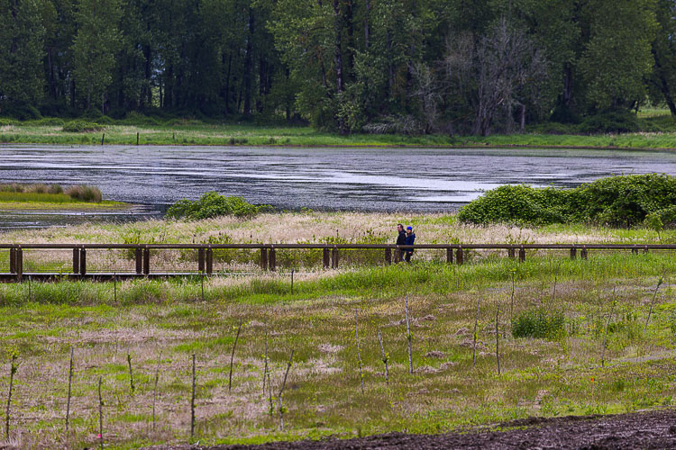 Hikers enjoy the newly opened, lengthened trail at Steigerwald Lake National Wildlife Refuge in Washougal on Saturday. Photo by Mike Schultz