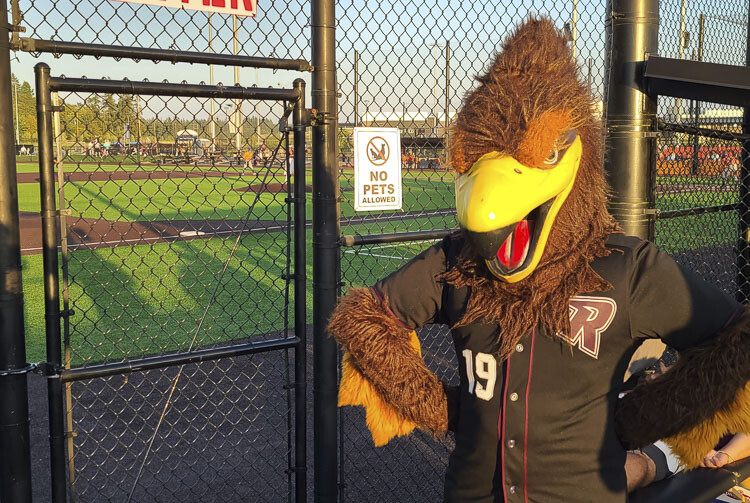 Rally the Raptor is scheduled to make appearances at every home game for the Ridgefield Raptors this season. Photo by Paul Valencia