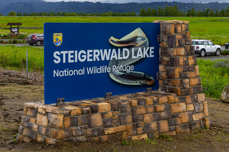A lamprey is on the new sign at Steigerwald Lake National Wildlife Refuge, which reopened Saturday. Photo by Mike Schultz