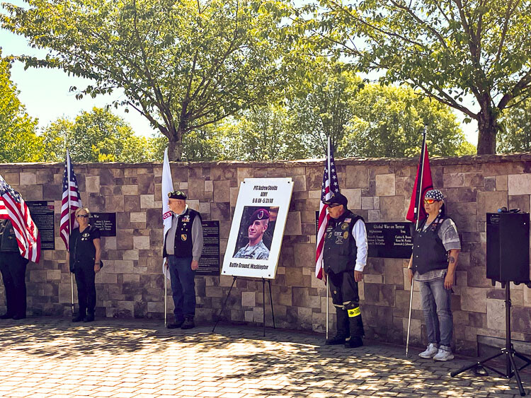 As the nation remembers and honors our fallen heroes in the military, a ceremony was held on Tuesday at the Battle Ground War Memorial honoring the life of local resident Private First Class Andrew Shields of the United States Army who died May 31, 2008 in Afghanistan. Photo courtesy Leah Anaya